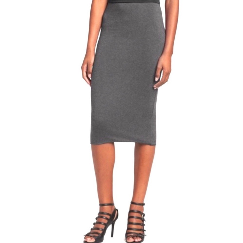 Leith Fitted Tube Skirt Grey, Midi Pencil Skirt, EUC